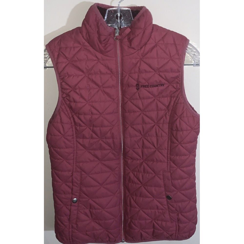 Free Country Quilted Sherpa Reversible Maroon Vest Size Small ~MISSING TAG~